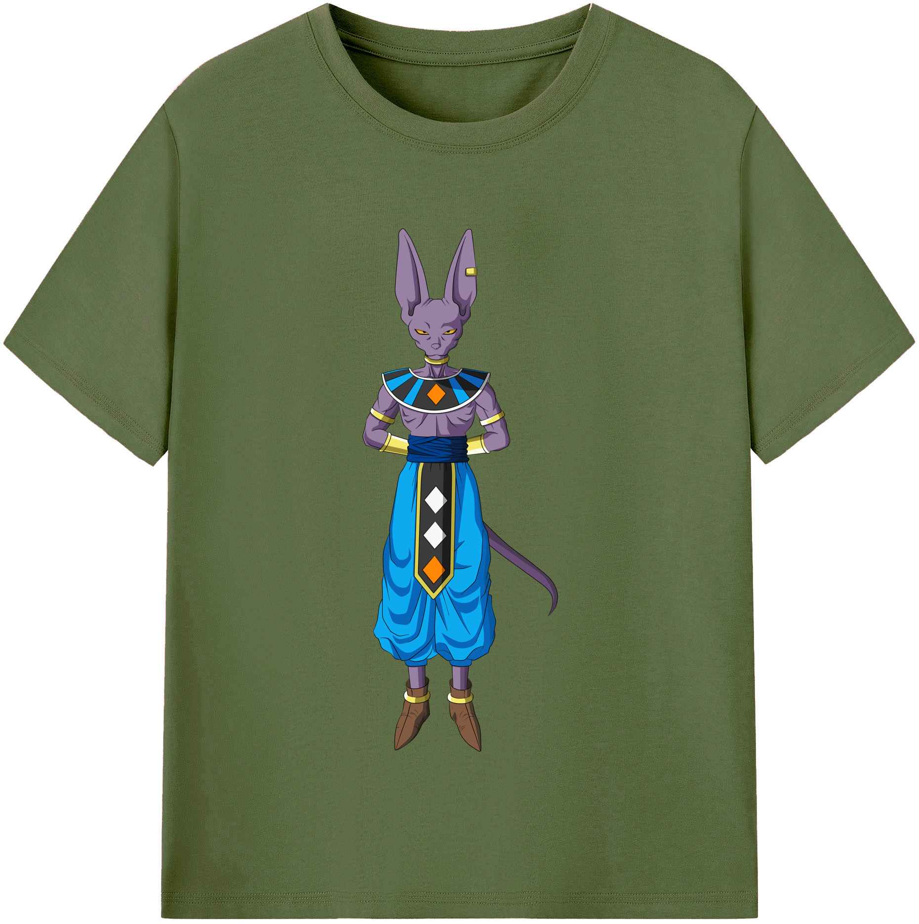 （画像用） ドラゴンボール ビルス 破壊神ビルス DRAGON BALL Beerus Birusu 綿100％半袖Tシャツ（フロントプリント）